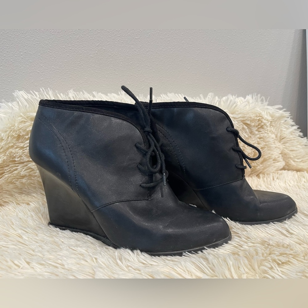 Nine West Lace Up Wedge Bootie